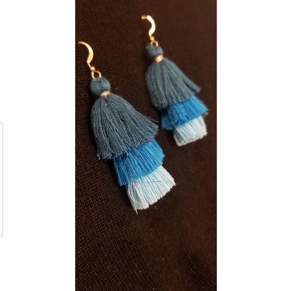 Jewelry - Indigo/Azure/Baby Blue Tricolor Tassle Earrings